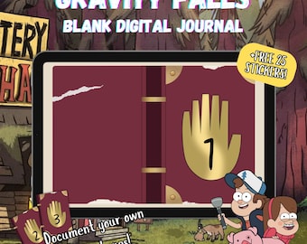 Gravity Falls Blank Digital Journal – A4, 100 Pages + Stickers (PDF)