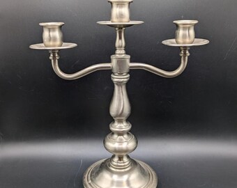Vintage 3 Arm Silver Tone Candelabra Taper Candle Holder 12"