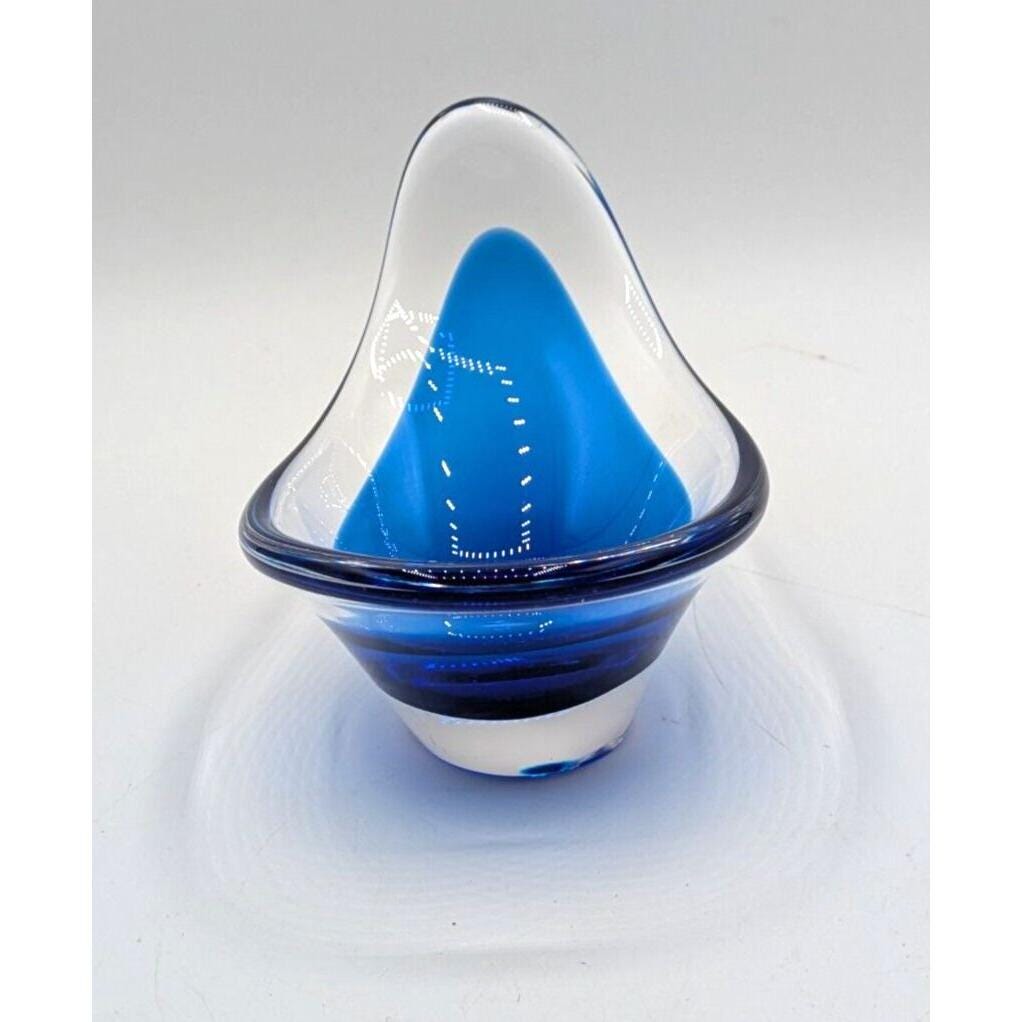 Flygsfors Coquille Cobalt Blue Cased Blown Art Glass Bowl