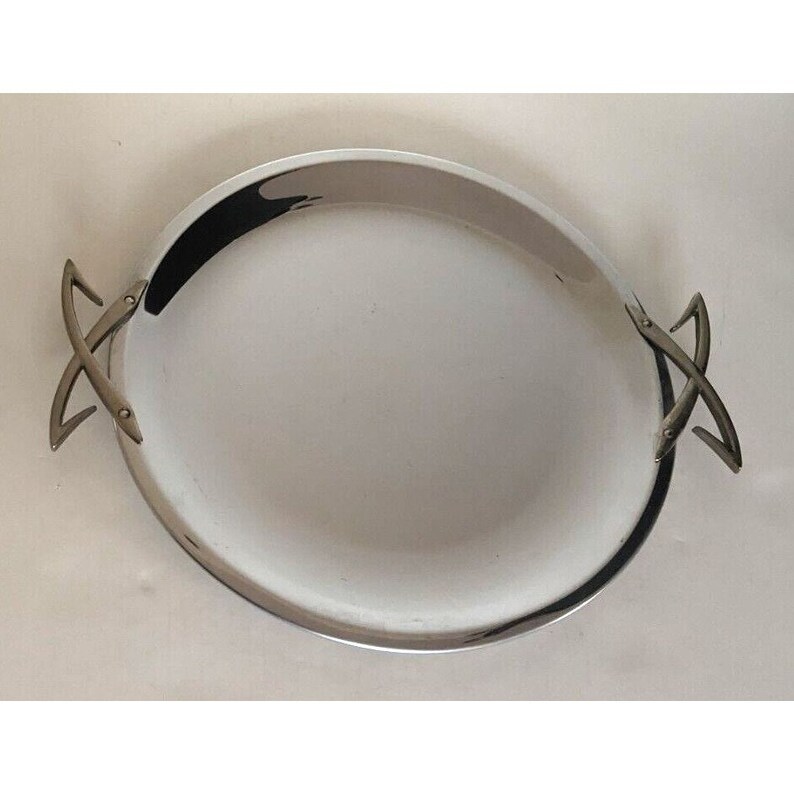 Kromex Chrome Serving Tray 13 Inch Crisscross Handles Vintage Etsy