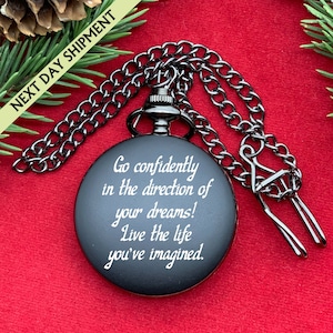 Men's Pocket Watch, Watch Engraving Father Of Bride, Wedding Favor, Best men gift, Valentine's day gift, Gunmetal Finished Christmas gift