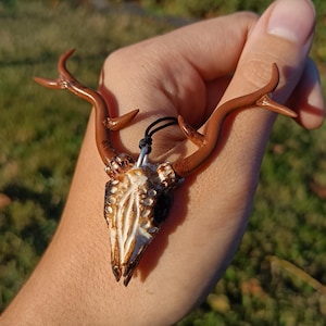 skull leshy necklace, ideal gift for witch, polymer Clay figurine, jewellery for magic people. Fantasy Item cosplay, witcher slavic vibe