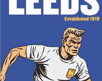Póster retro de fútbol del Leeds: ilustración vintage con colgador