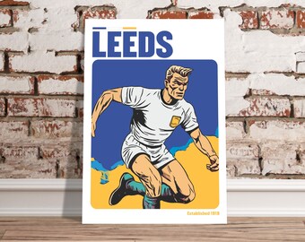 Póster retro de fútbol del Leeds: impresión artística de fútbol de estilo vintage
