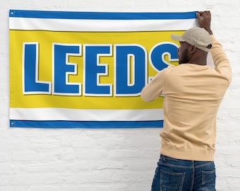 Bandera de Leeds, poliéster tejido para colgar en la pared