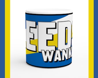 Taza de cerámica divertida de aficionado del Leeds, regalo de broma