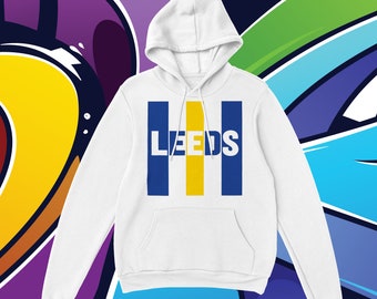 Leeds Stripe Hoodie - Unisex Pullover Hoodie - Fußball Fußball Fan Shirt - Mann Frau Junge Mädchen