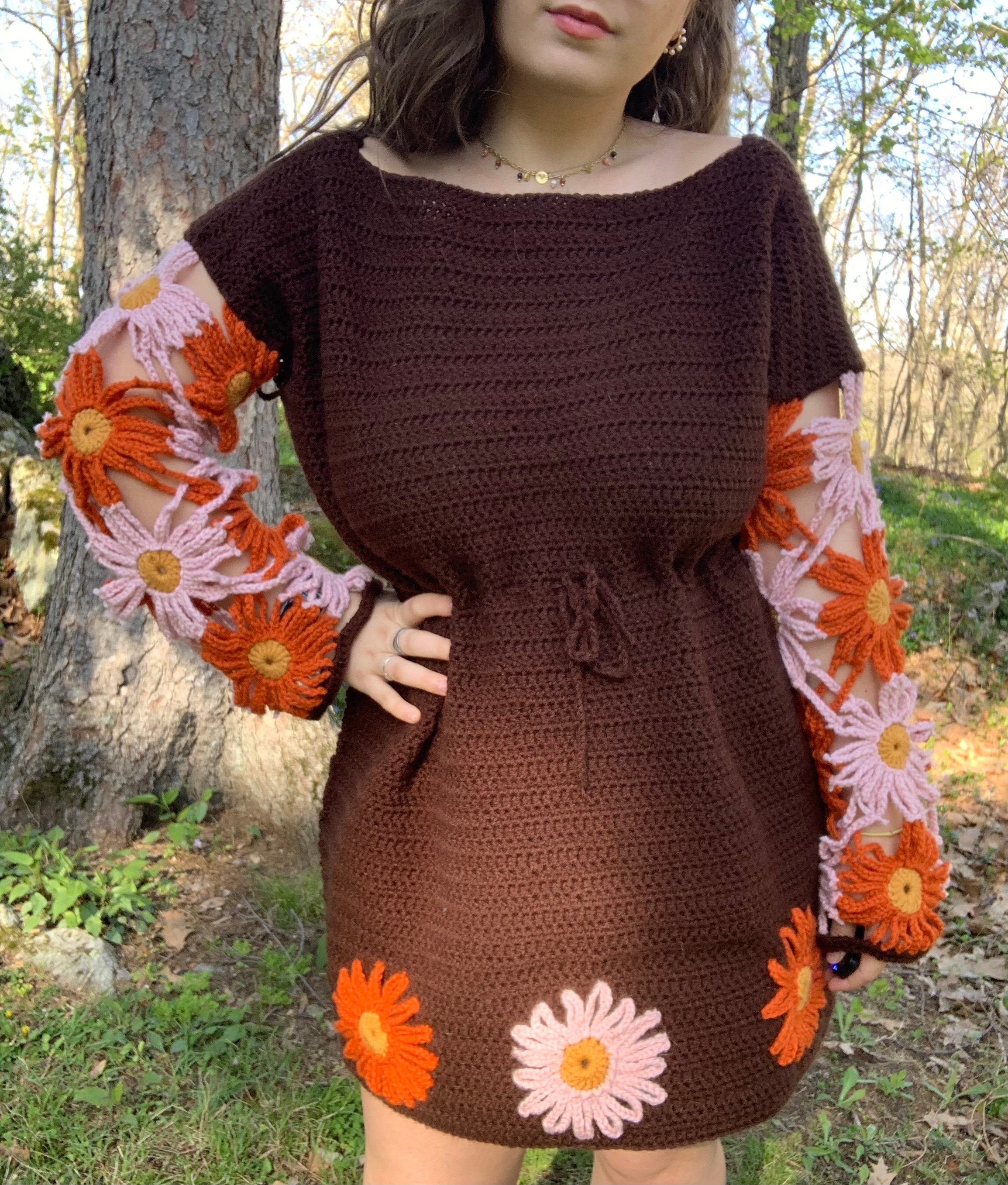 Daisy Daze Dress - Crochet PDF Floral Minidress Pattern - Etsy
