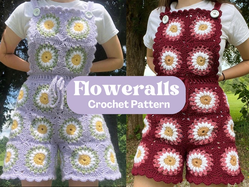 Crochet Floweralls PDF Pattern image 1