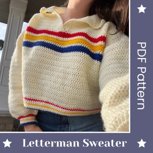 Crochet Letterman Sweater PDF Pattern