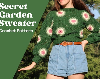 Modello PDF del maglione del giardino segreto all'uncinetto