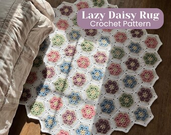 Crochet Lazy Daisy Rug PDF Pattern