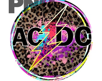 ACDC, Leopard Rock N Roll Design, Vintage T-shirt Design, Sublimation ...