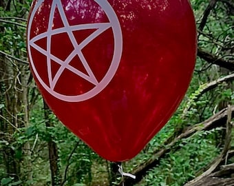 Red 12” Latex Pentagram Balloons (15 per bag).  Pentagram Decor, Wiccan Gifts, Occult Gifts, Pentagram Decorations.