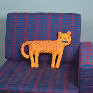 Orange Squiggle Tiny Tiger - stuffed animal Cat -  Cotton and recycled filling