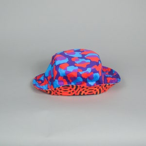 Fire Disco Bucket Hat reversible 90s style patterned hat colorful print image 1