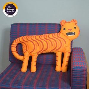 Tigre Garabato Naranja - peluche Gato - Relleno de algodón y reciclado