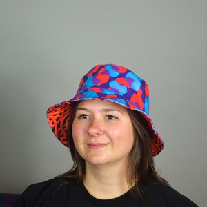 Fire Disco Bucket Hat reversible 90s style patterned hat colorful print image 3