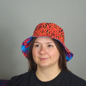 Fire Disco Bucket Hat reversible 90s style patterned hat colorful print image 2