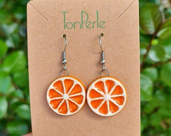 Keramik Orangen Ohrringe, Keramikschmuck, orange Ohrringe Zitrone Limette Ohrringe Geschenk Muttertag Geburtstagsgeschenk Sommerschmuck