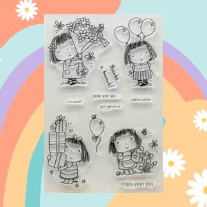 Tampons transparents Anniversaire Tampons transparents Anniversaire Tampon Scrapbooking Fille Tampon Ballon Printemps