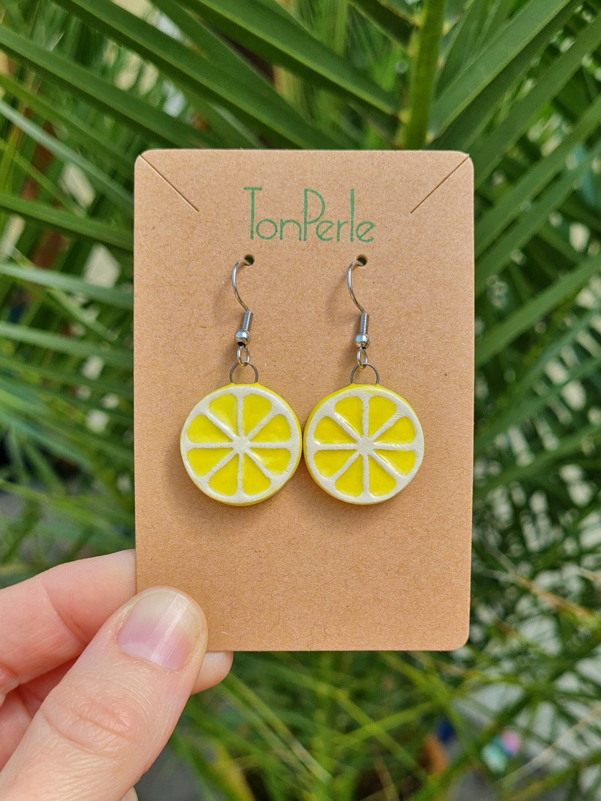 Ceramic Lemon Earrings Yellow Earrings Orange Earrings Lime Gift for Best Friend Gift for Mom Gift for Mothers Day Etsy