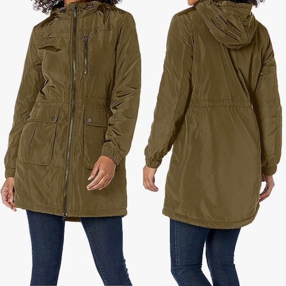 Lucky Brand Hooded Lined Anorak Water Resistant Jacket Light Olive Green L  