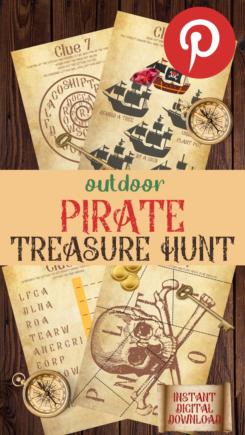 Outdoor Pirate Treasure Hunt Scavenger Clues for Kids Printable Puzzle ...