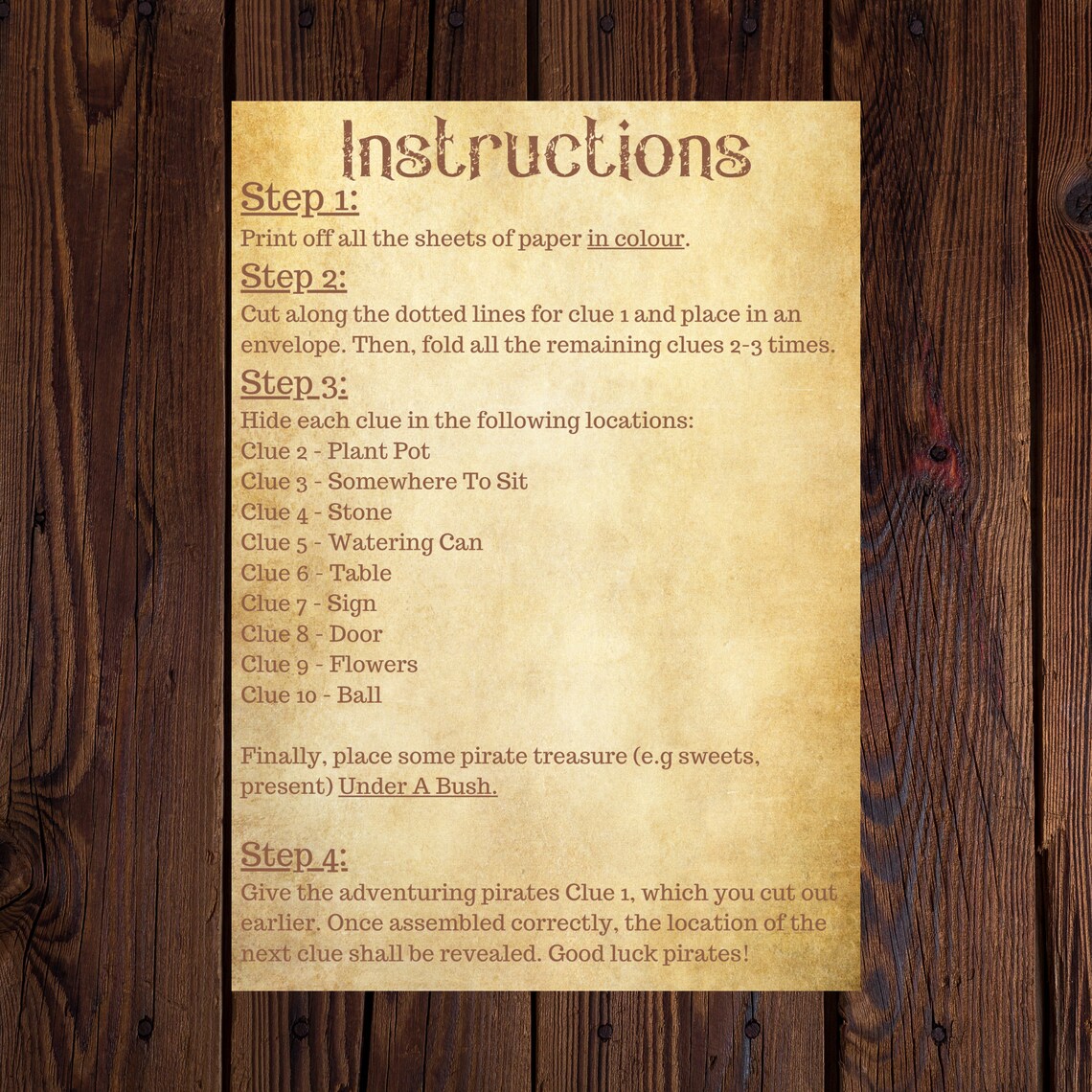 outdoor pirate treasure hunt for kids printable puzzle etsy