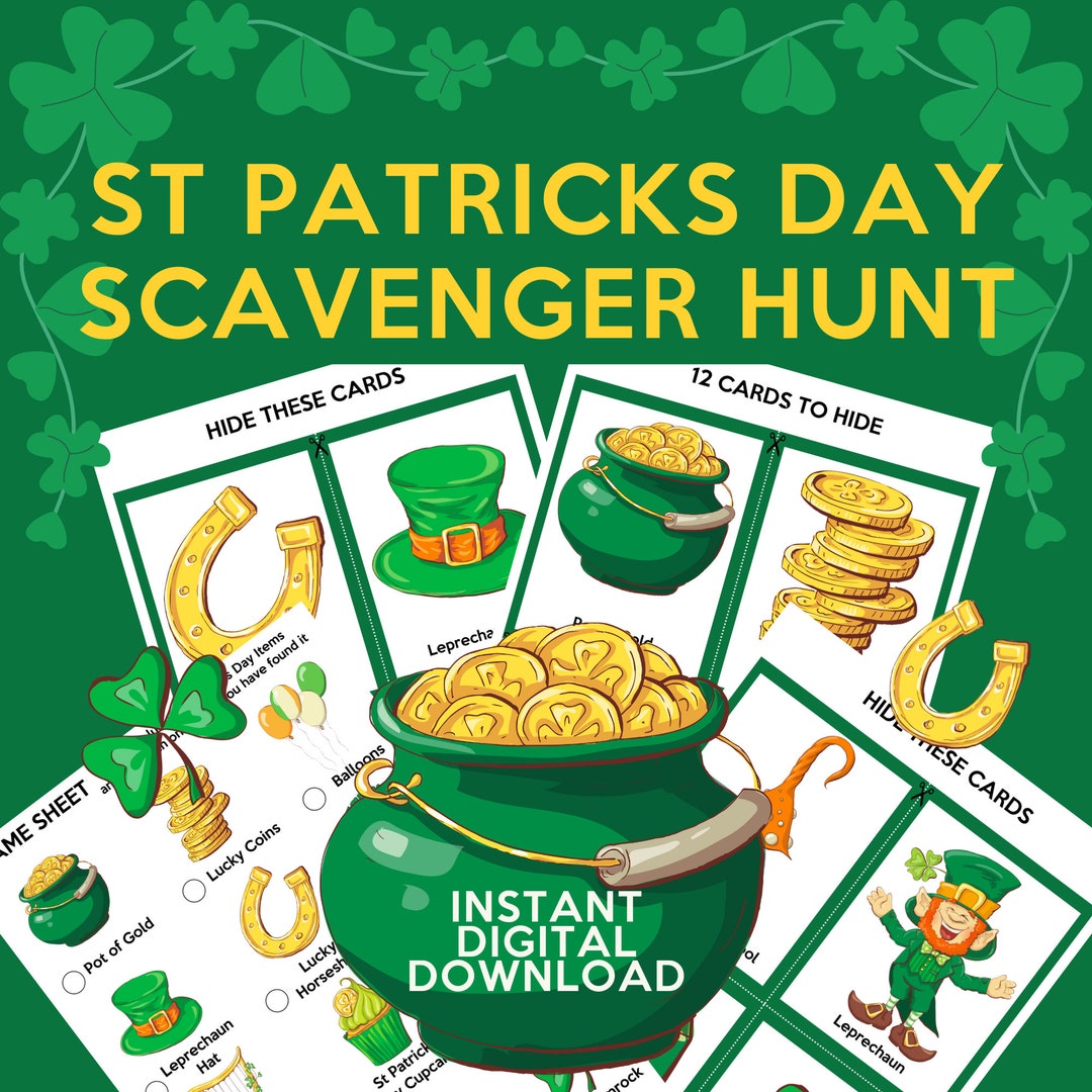 Printable St Patrick's Day Scavenger Hunt for Kids Print at Home Puzzle ...