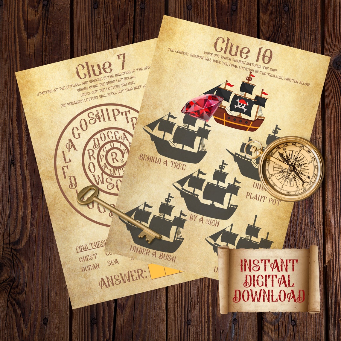 outdoor pirate treasure hunt for kids printable puzzle etsy