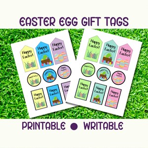 Druckbare Osterhasen Ei Geschenkanhänger Bunte Pastell Niedliche Geschenk Etiketten Karten