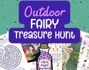 Outdoor Fairy Treasure Hunt For Kids Printable Puzzle Activity Clues Garden Backyard Birthday Party Children 8-12 Summer Scavenger Game