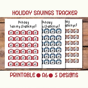 Printable A6 Vacation Savings Tracker Holiday For Binder budget Challenge One Dollar A Day Budgeting