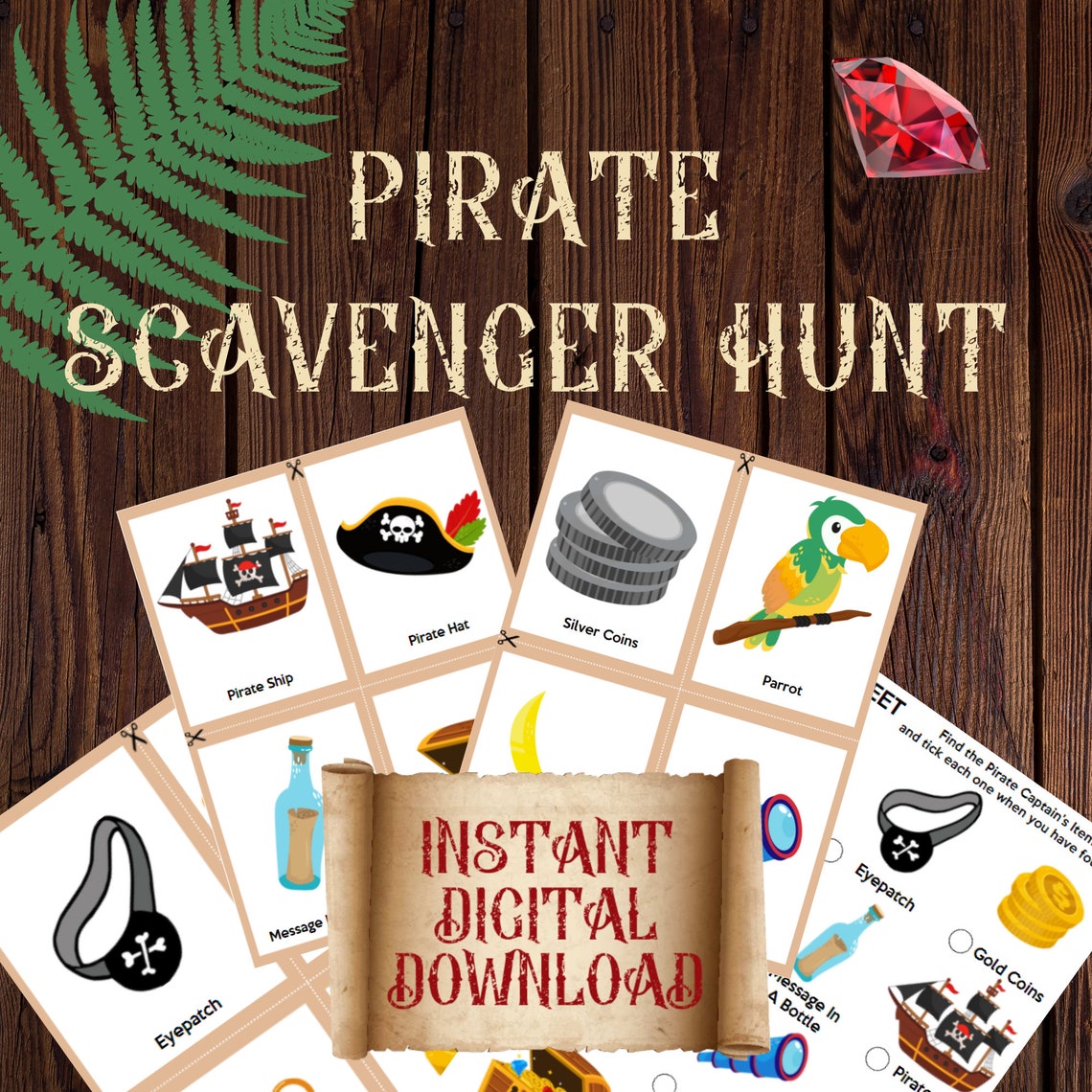 Printable Pirate Scavenger Hunt for Kids Print at Home Puzzle Activity ...