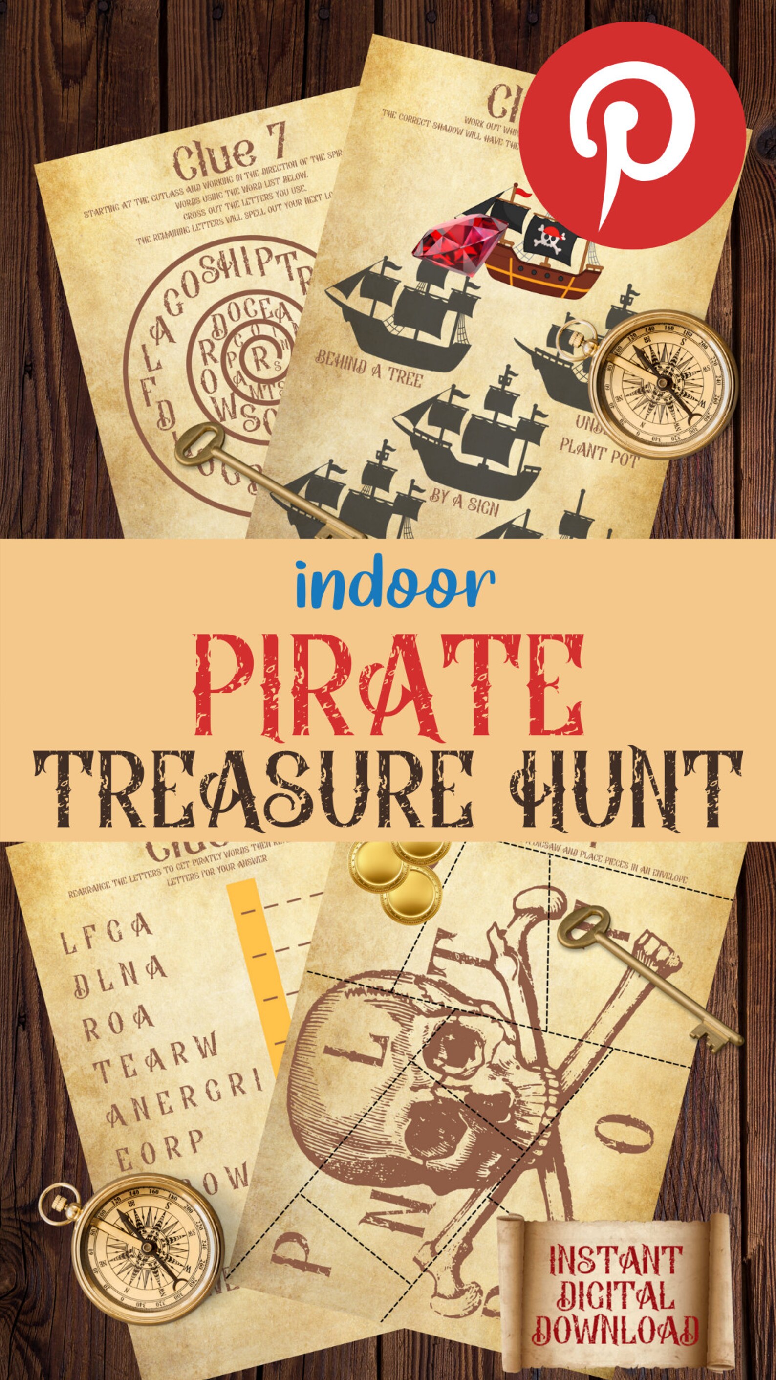indoor pirate treasure hunt for kids printable puzzle activity etsy