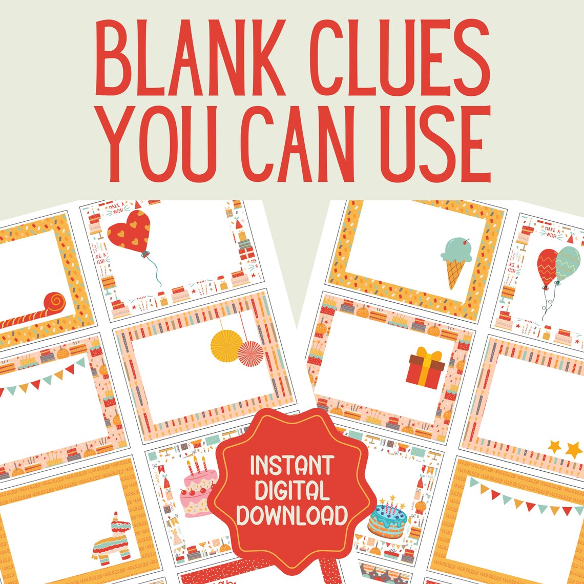 Printable Treasure Hunt Clues Cards for Kids Puzzle Activity at Home Birthday Party Children 8 ...