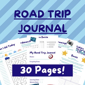 Printable Road Trip Vacation Holiday Getaway Journal Digital Print At Home Diary Puzzles Games For Kids
