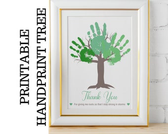 Printable Handprint Tree Gift Art From The Kids Children Daughter Son To Dad Mom Mum DIY Kid Craft