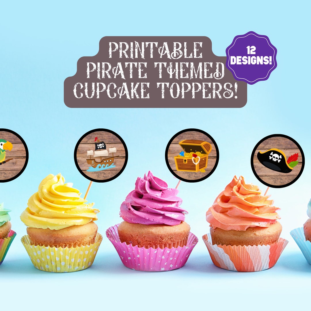 Printable Pirate Cupcake Cake Toppers Birthday Party Decorations ...