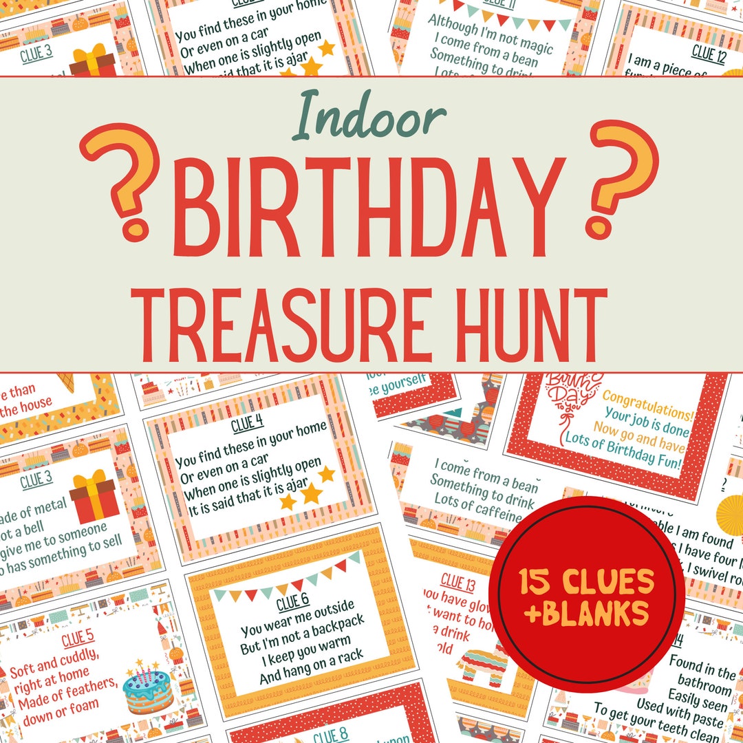 Printable Treasure Hunt Clues Cards for Kids Puzzle Activity at Home