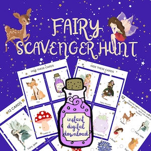 Printable Magical Fairy Scavenger Hunt For Young Girls Boys Kids Print At Home Puzzle Activity Find Children 6-8 Treasure Game