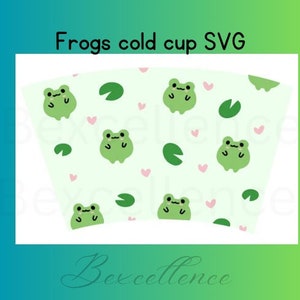 Sapo svg sapo fofo envoltório de copo frio svg. Lírios sapo