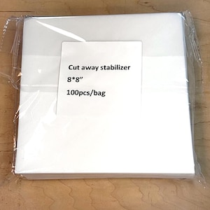 Regular Cutaway Embroidery Backing Stabilizer - 8x8 Precut Sheets Pack of 100