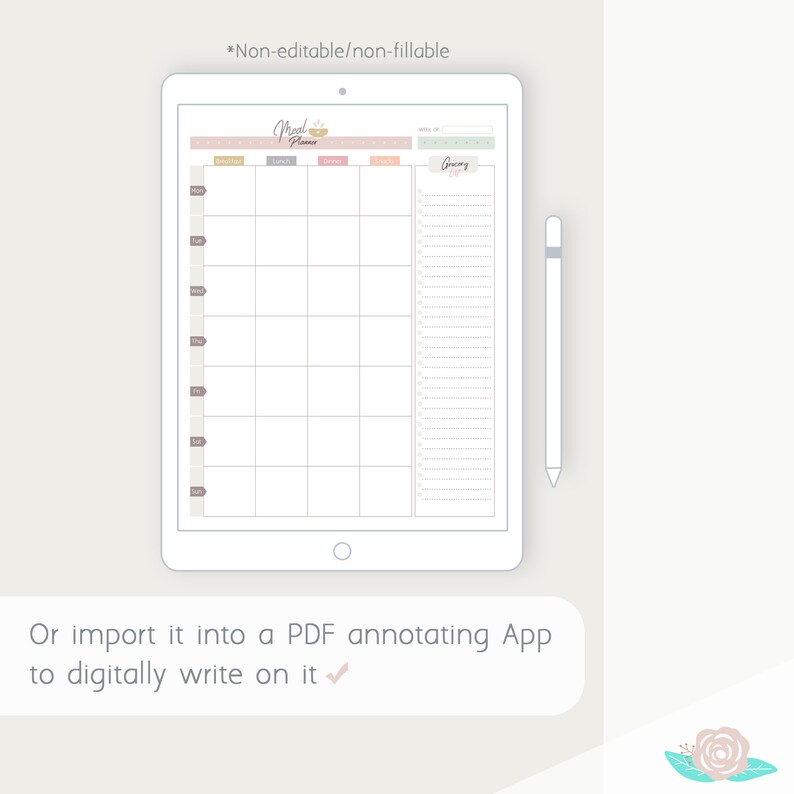Printable PDF Weekly Meal Planner A5, Half-letter, A4, Letter Size Meal ...