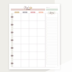 Printable PDF Weekly Meal Planner A5, Half-letter, A4, Letter Size Meal ...