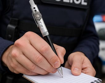 Handcrafted Thin Blue Line Pen – Chrome Police Officer Gift