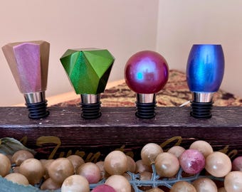 Handmade Resin Wine Stopper – Chrome Finish, Unique Barware Gift