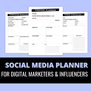 Social Media Planner, Content Planner, Digital Marketing Planner