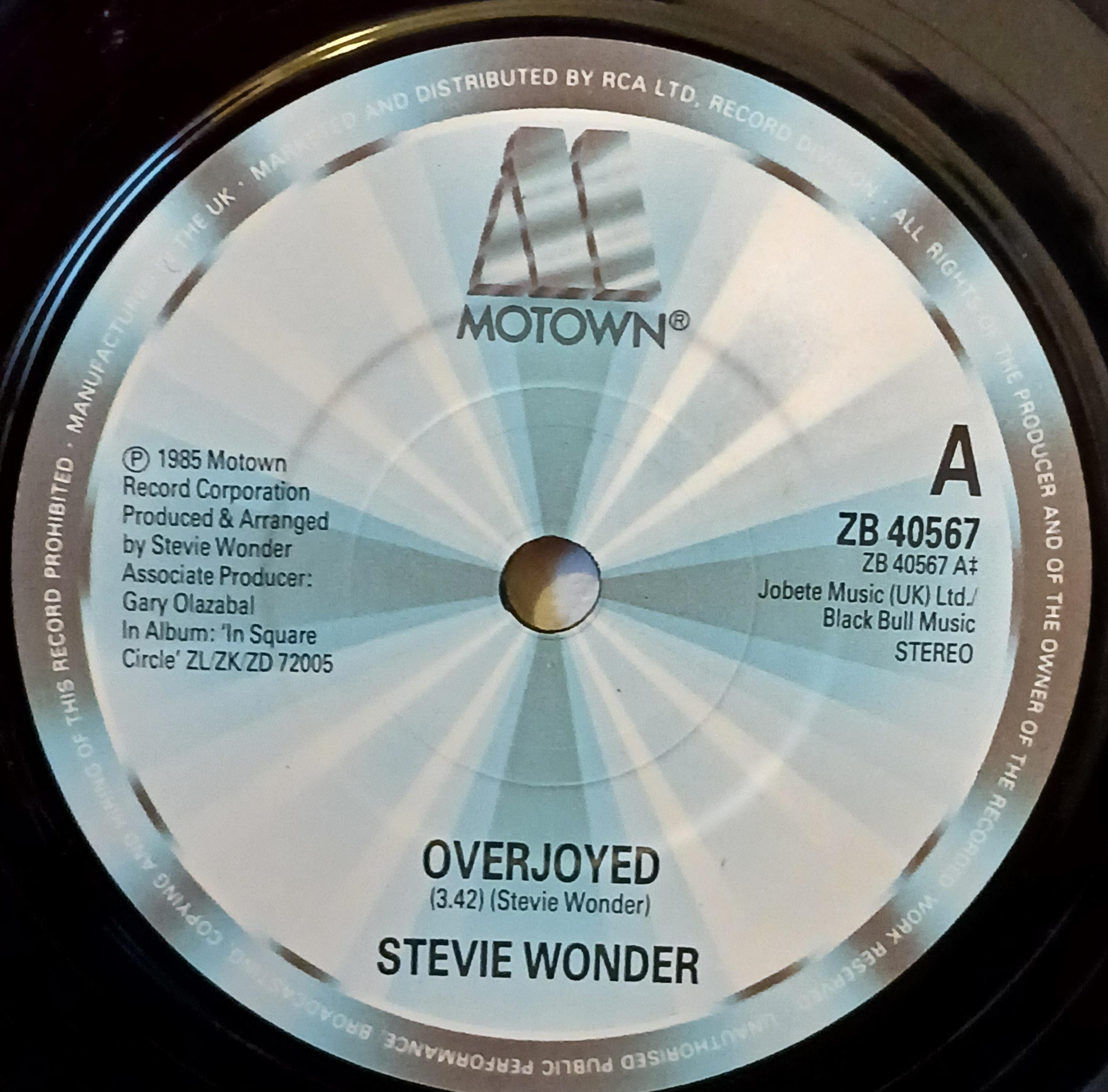 Stevie Wonder : Overjoyed / Overjoyed Instrumental/ I Just Called